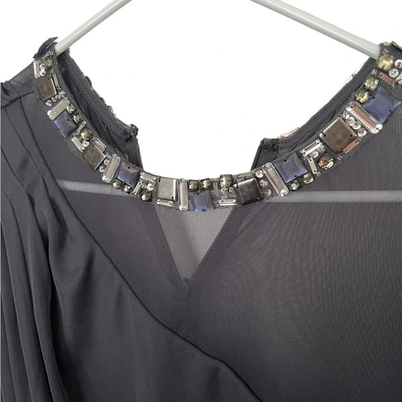 Gray Evening Gown with Rhinestone Neckline 14 - Picture 2 of 8